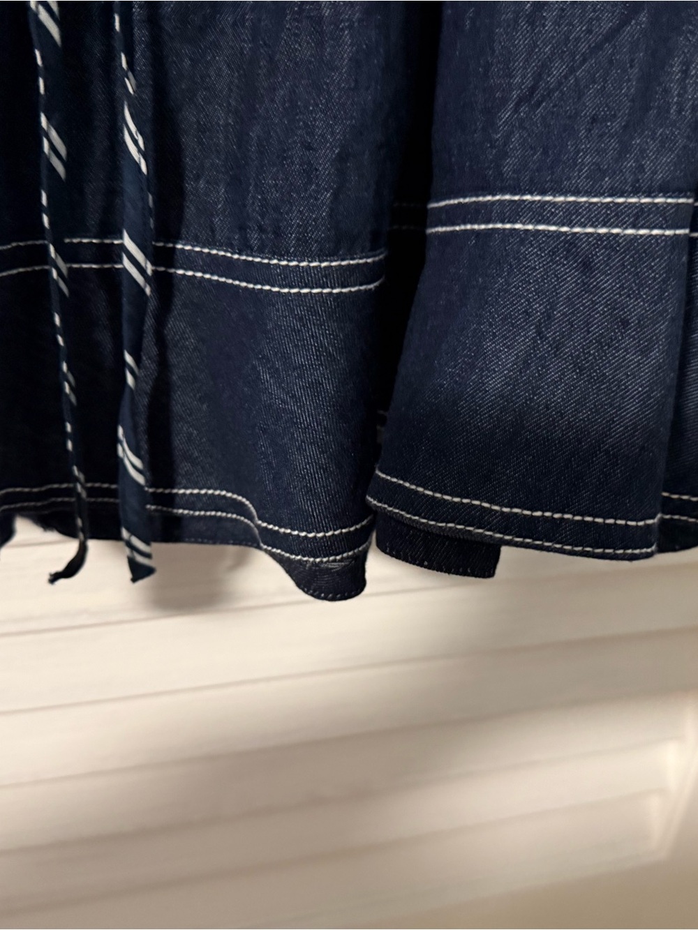 PILCRO By Anthropology Dark Blue Denim Tiered skirt elastic waist. Womans M NWOT - Picture 4 of 6